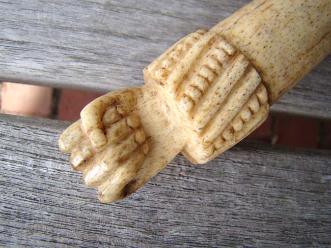 A Fine 19th century Sailor-Made Whalebone Fid with Clenched Fist Carved Knob — image 2